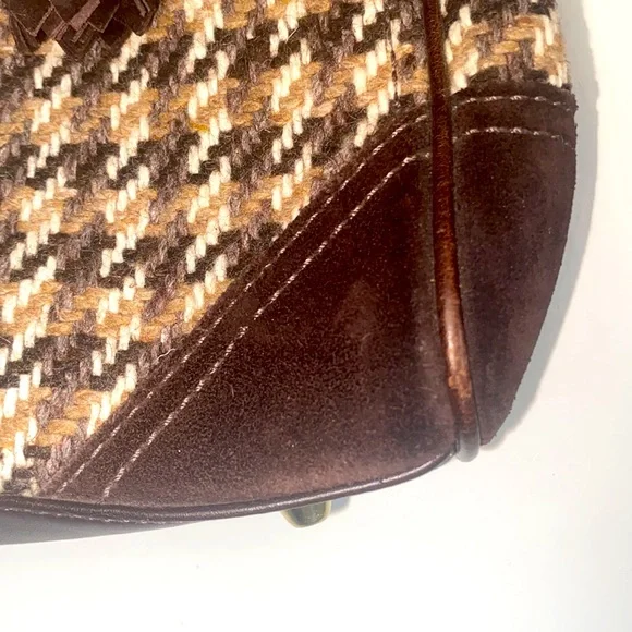 Coach | Bags | F10200 Houndstooth Hand bag | Rare Brown Tweed & leather buckled - Picture 5 of 12